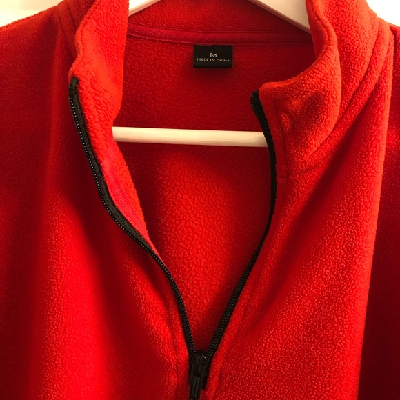 Apple Logo Red Fleece 1/4 zip Pullover-SZ M - Picture 5 of 8